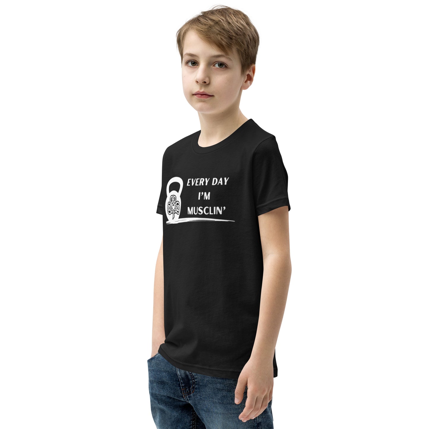 Every Day I'm Musclin' - Unisex Youth Short Sleeve T-Shirt